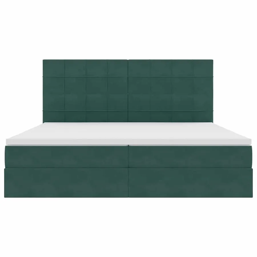 Lit avec rangement et matelas Vert foncé 200 x 200 cm Velours - 7