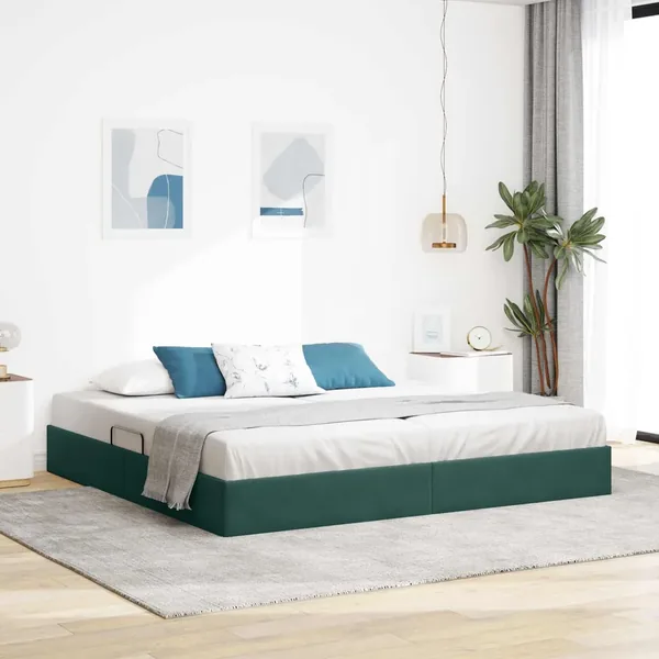 Cadre de lit ottoman Vert foncé 200 x 200 cm Velours