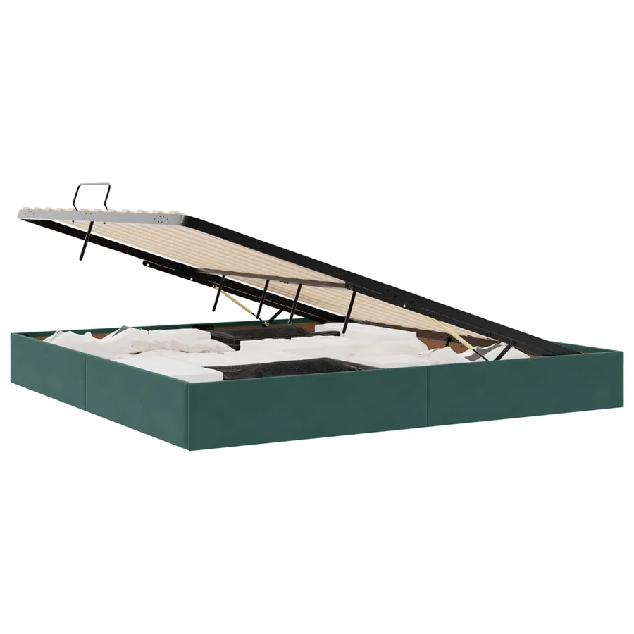 Cadre de lit ottoman Vert foncé 200 x 200 cm Velours - 2
