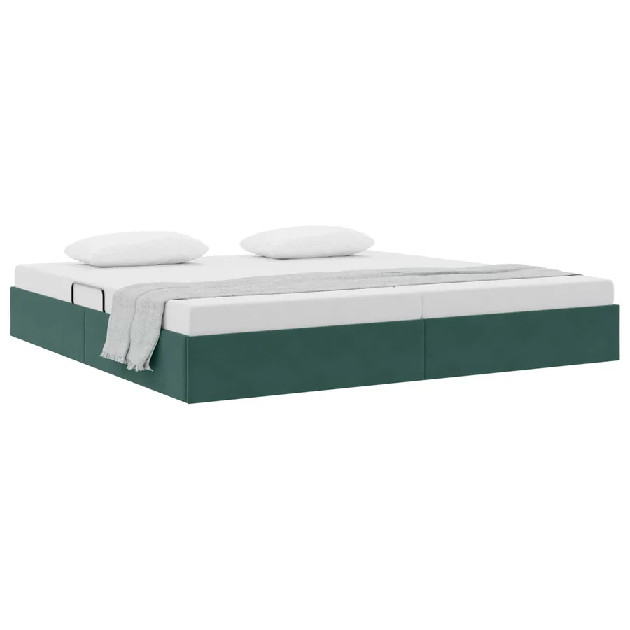 Cadre de lit ottoman Vert foncé 200 x 200 cm Velours - 3