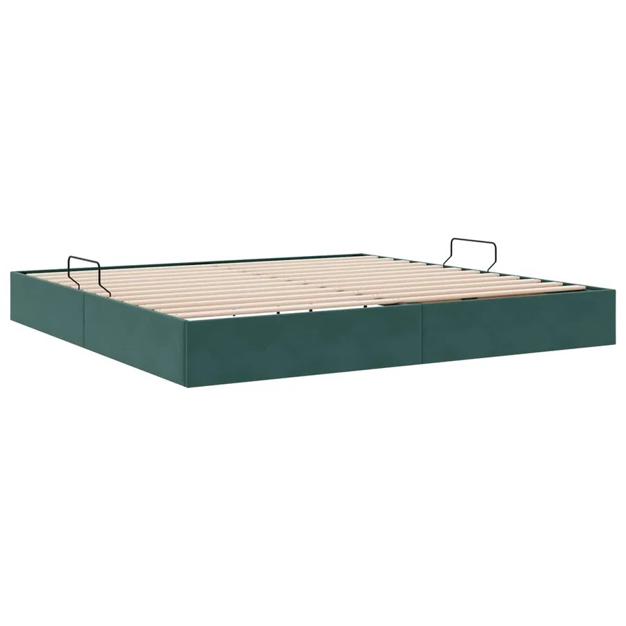 Cadre de lit ottoman Vert foncé 200 x 200 cm Velours - 5