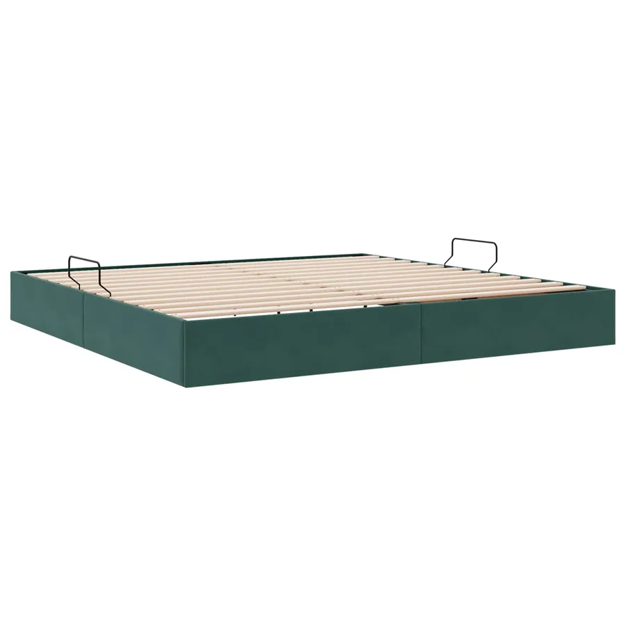 Cadre de lit ottoman Vert foncé 200 x 200 cm Velours - 9