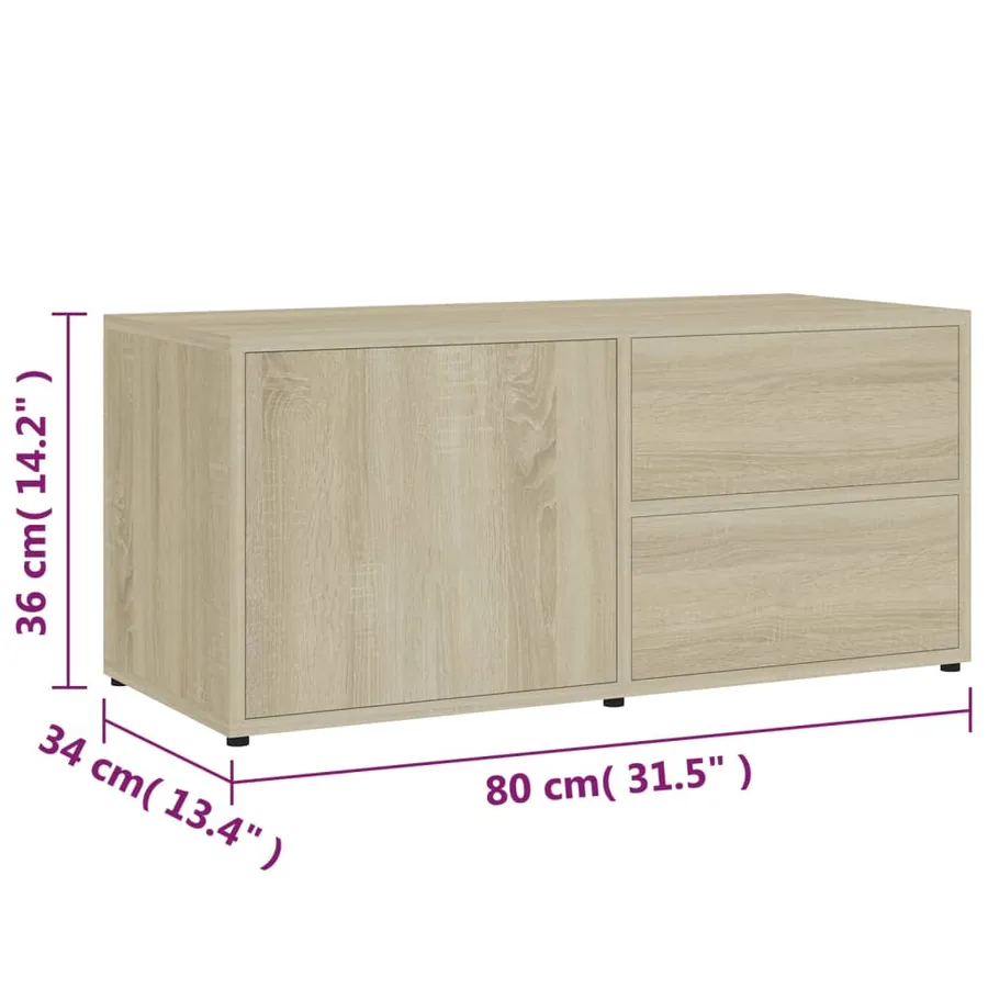 Meuble TV Chêne sonoma 80x34x36 cm Bois d'ingénierie - 10