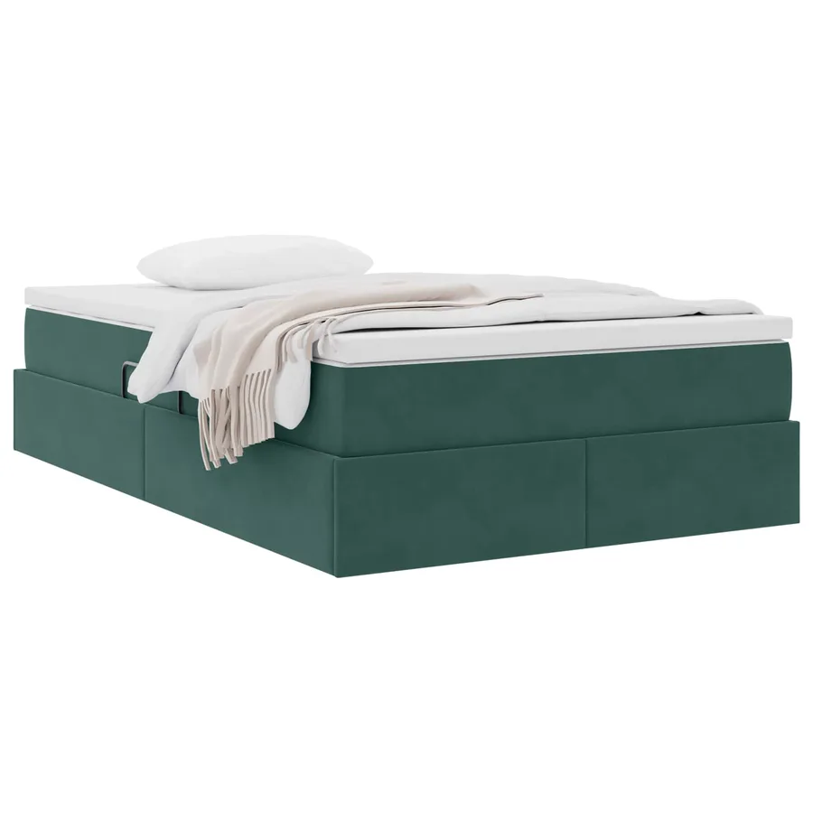 Lit avec rangement et matelas Vert foncé 120 x 190 cm Velours - 3