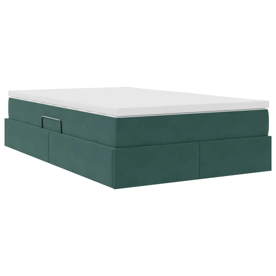 Lit avec rangement et matelas Vert foncé 120 x 190 cm Velours - 5