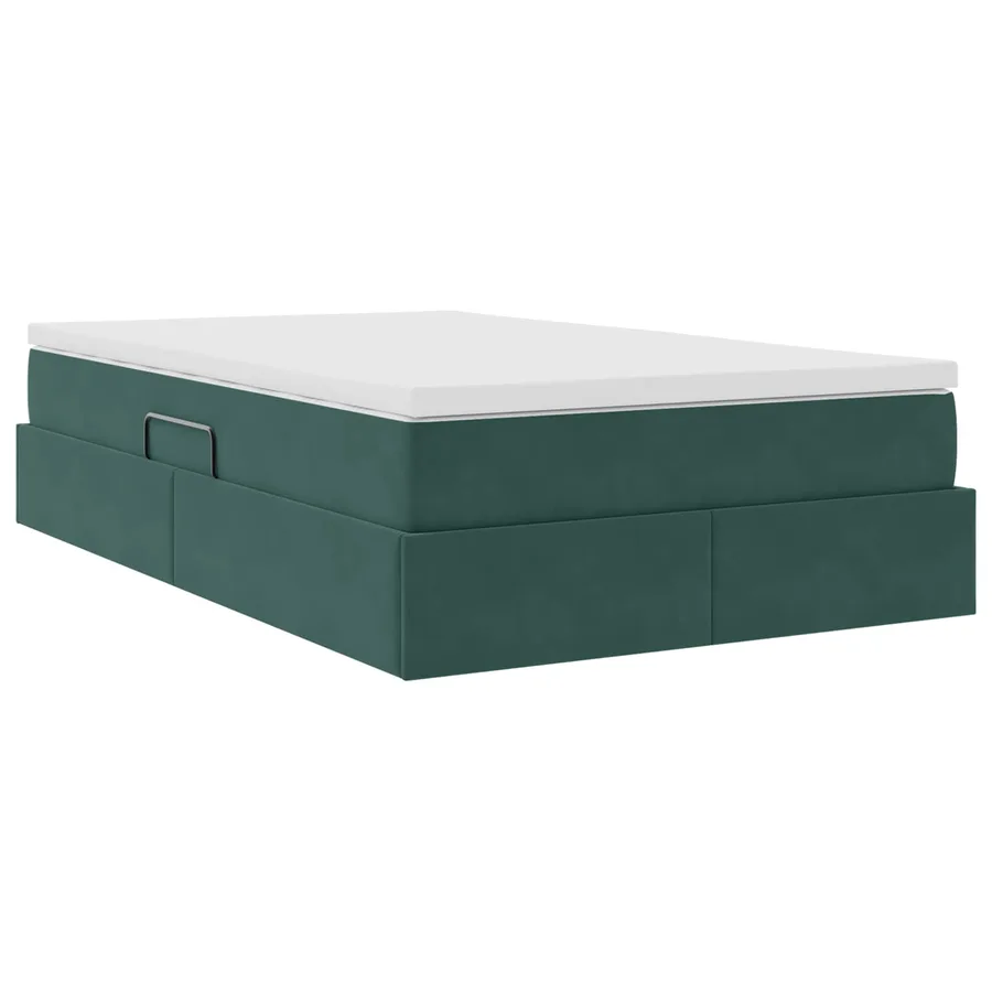 Lit avec rangement et matelas Vert foncé 120 x 190 cm Velours - 8