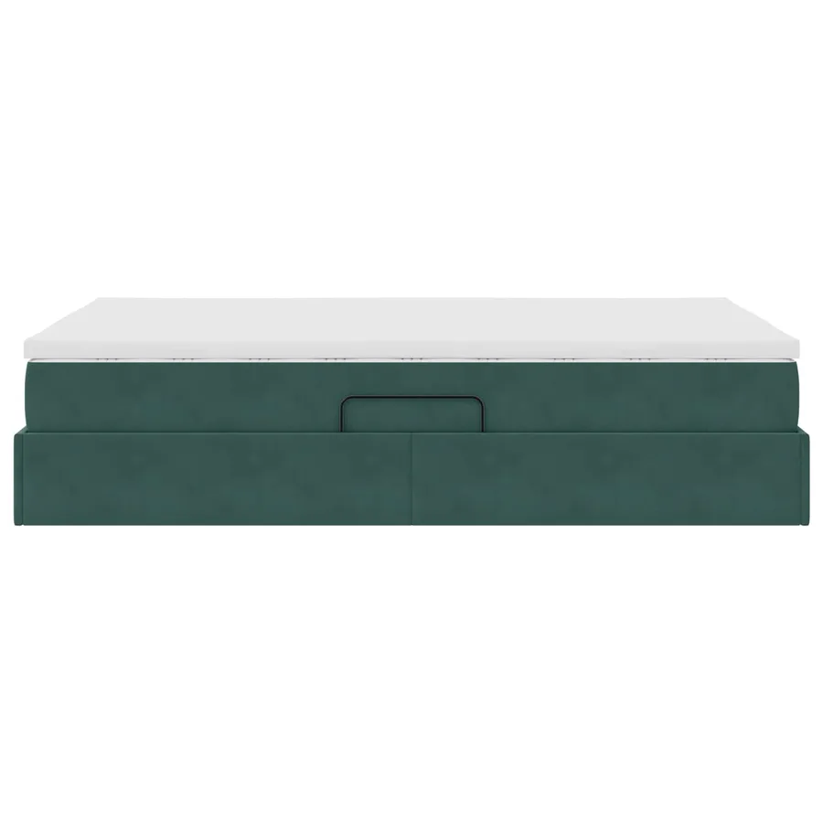 Lit avec rangement et matelas Vert foncé 120 x 190 cm Velours - 9