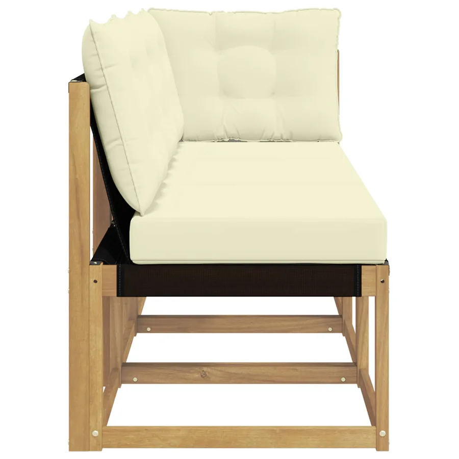 Canapé d’extérieur milieu et coin avec coussin 3 Pièce Blanc - 6