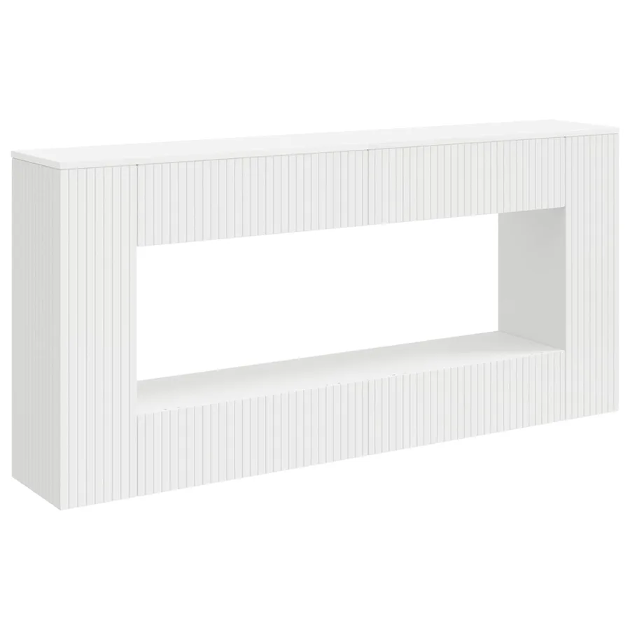 Table console Rayé Blanc 155 x 29 x 74 cm Bois d’ingénierie - 2