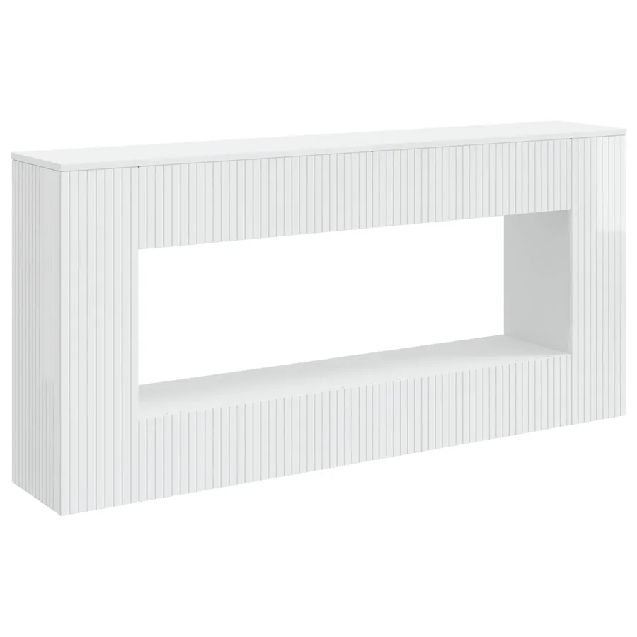 Table console Blanc Brillant 155 x 29 x 74 cm Bois d’ingénierie - 2