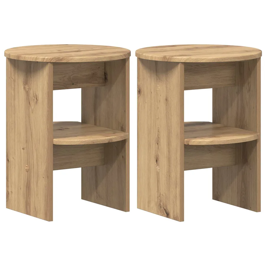 Meuble d'appoint 2 pcs Chêne Artisanal Ø40 x 50 cm - 2