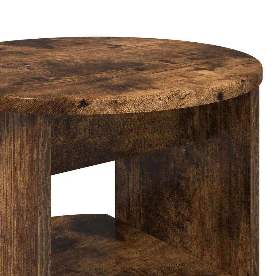 Meuble d'appoint 2 pcs Chêne Fumé Ø40 x 50 cm Bois d’ingénierie - 10