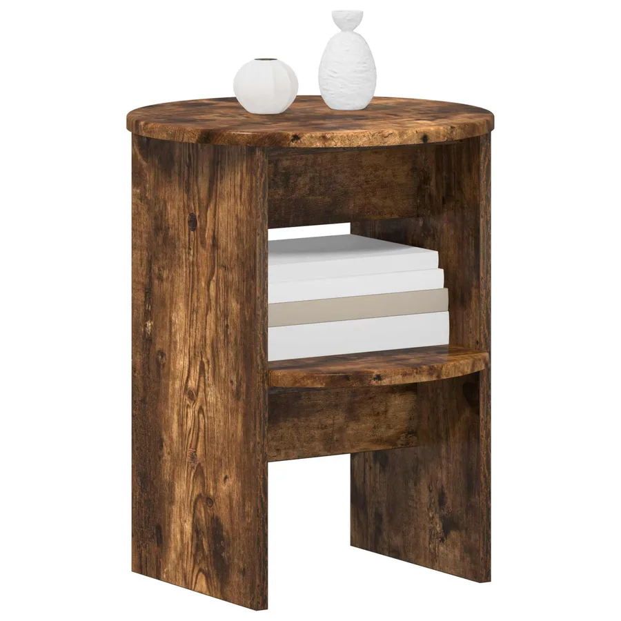 Meuble d'appoint 2 pcs Chêne Fumé Ø40 x 50 cm Bois d’ingénierie - 3