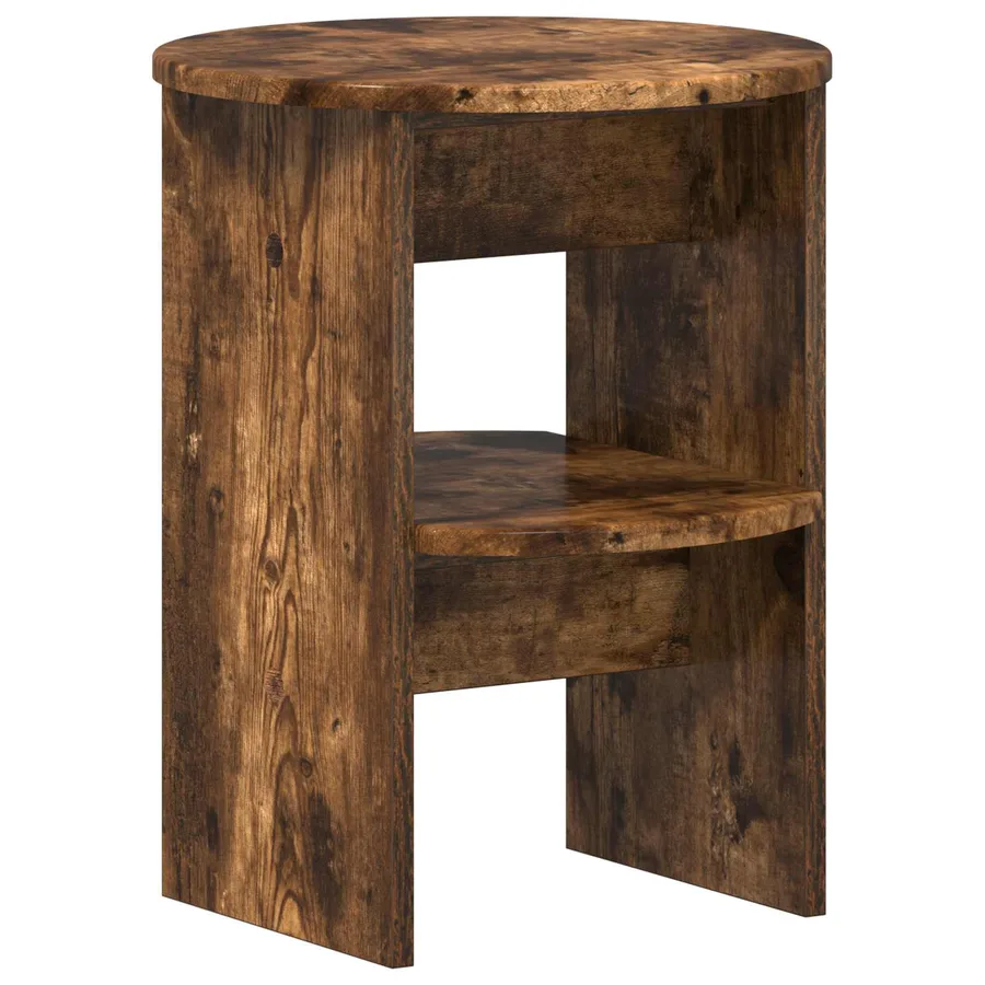 Meuble d'appoint 2 pcs Chêne Fumé Ø40 x 50 cm Bois d’ingénierie - 5