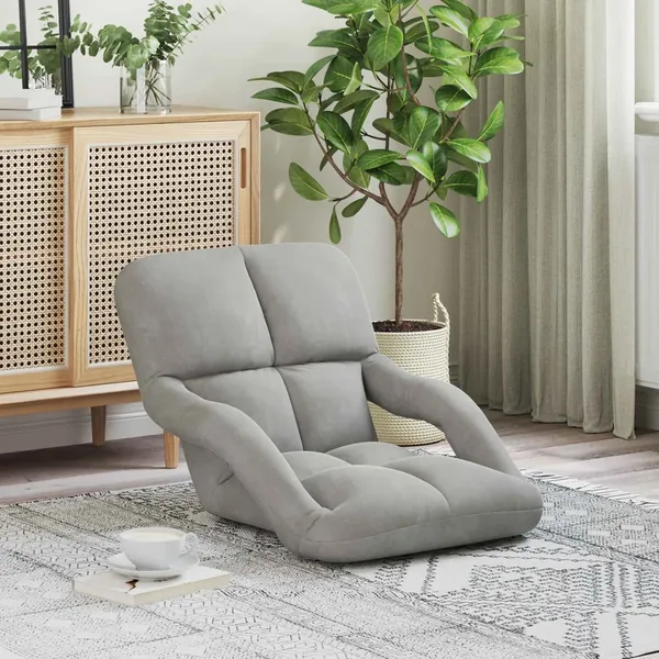 Fauteuil de sol ajustable Gris clair Velours