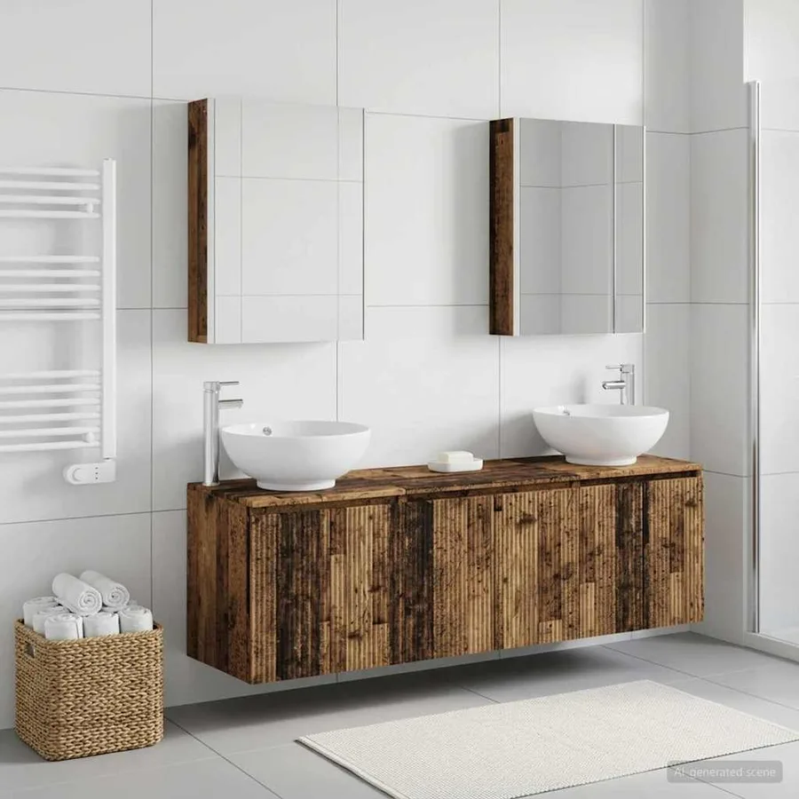 Ensemble d'armoire de salle de bain 5 pcs Bois ancien - 4