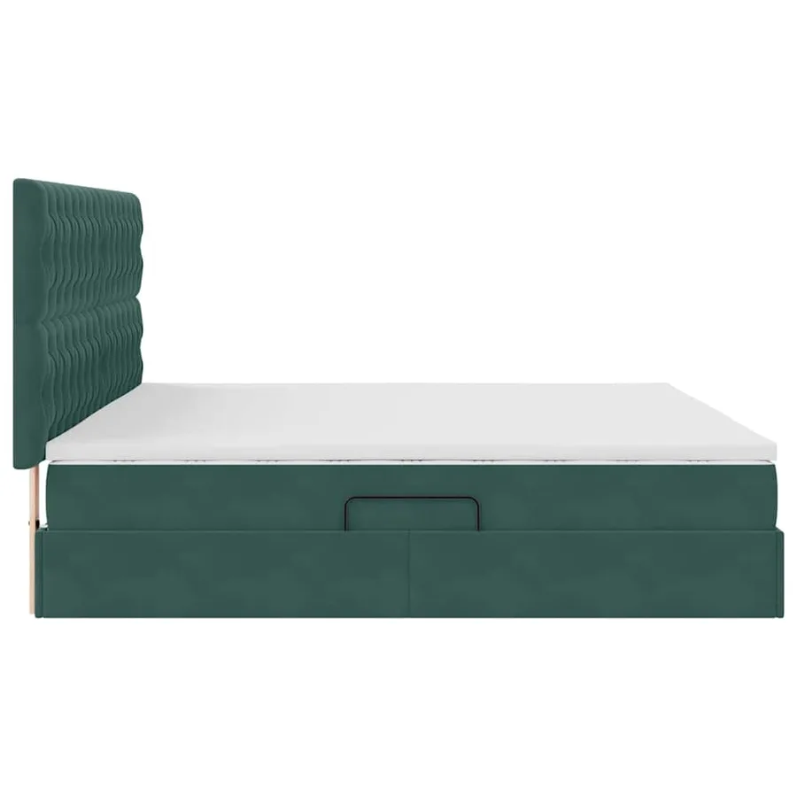 Lit de rangement LED avec matelas Vert foncé 200 x 200 cm - 11