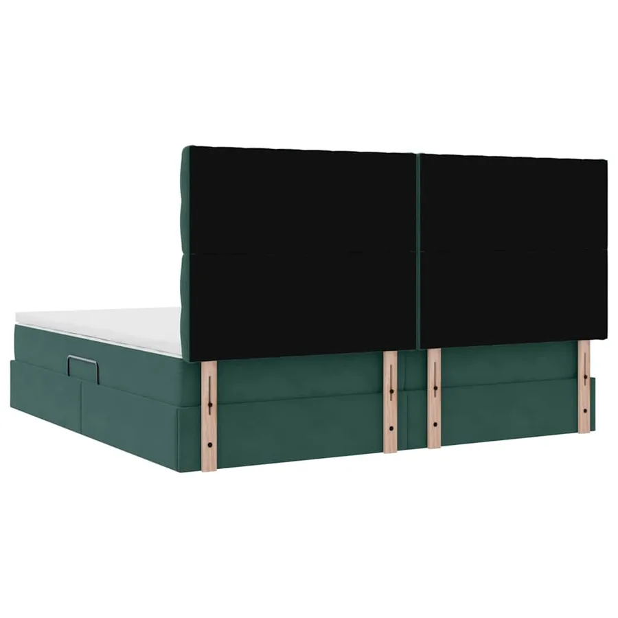 Lit de rangement LED avec matelas Vert foncé 200 x 200 cm - 12