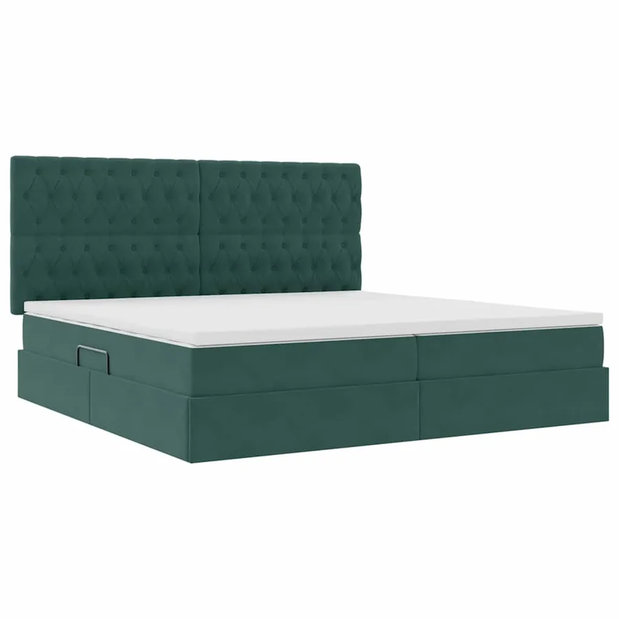 Lit de rangement LED avec matelas Vert foncé 200 x 200 cm - 6