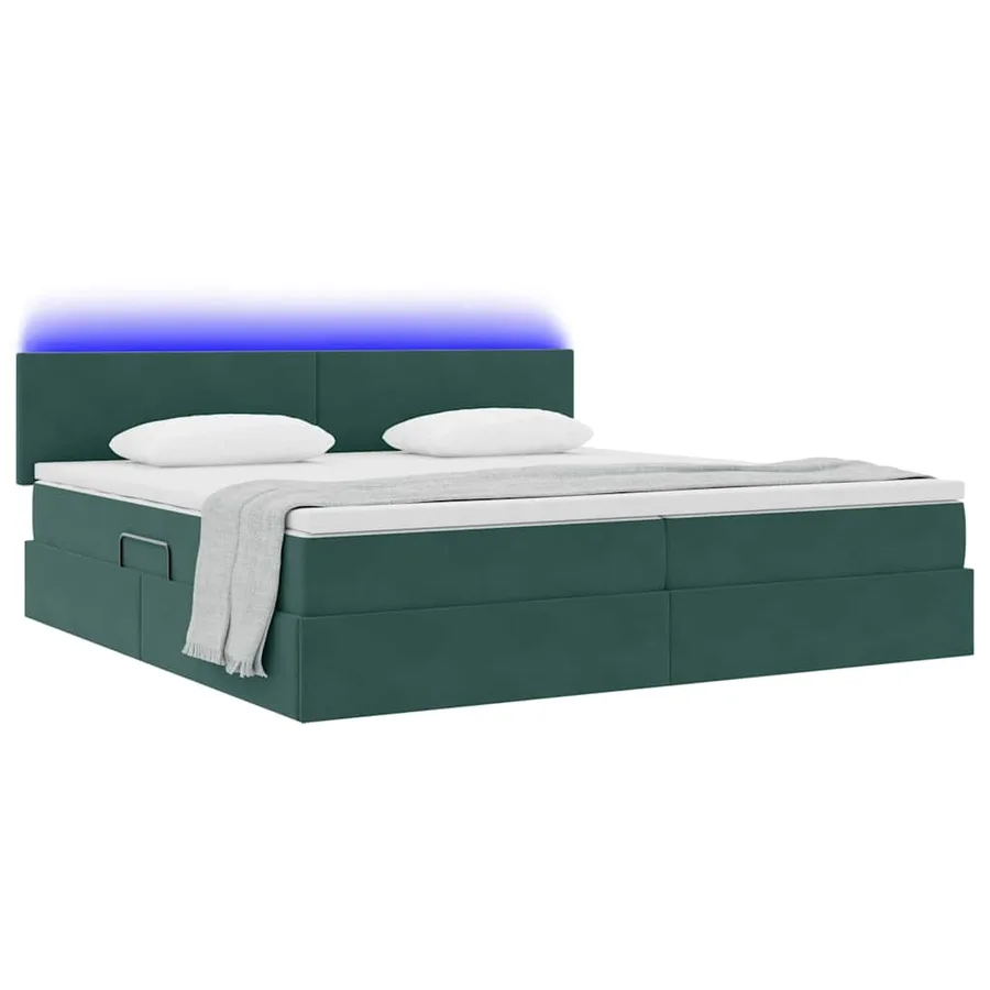 Lit de rangement LED avec matelas Vert foncé 200 x 200 cm - 3