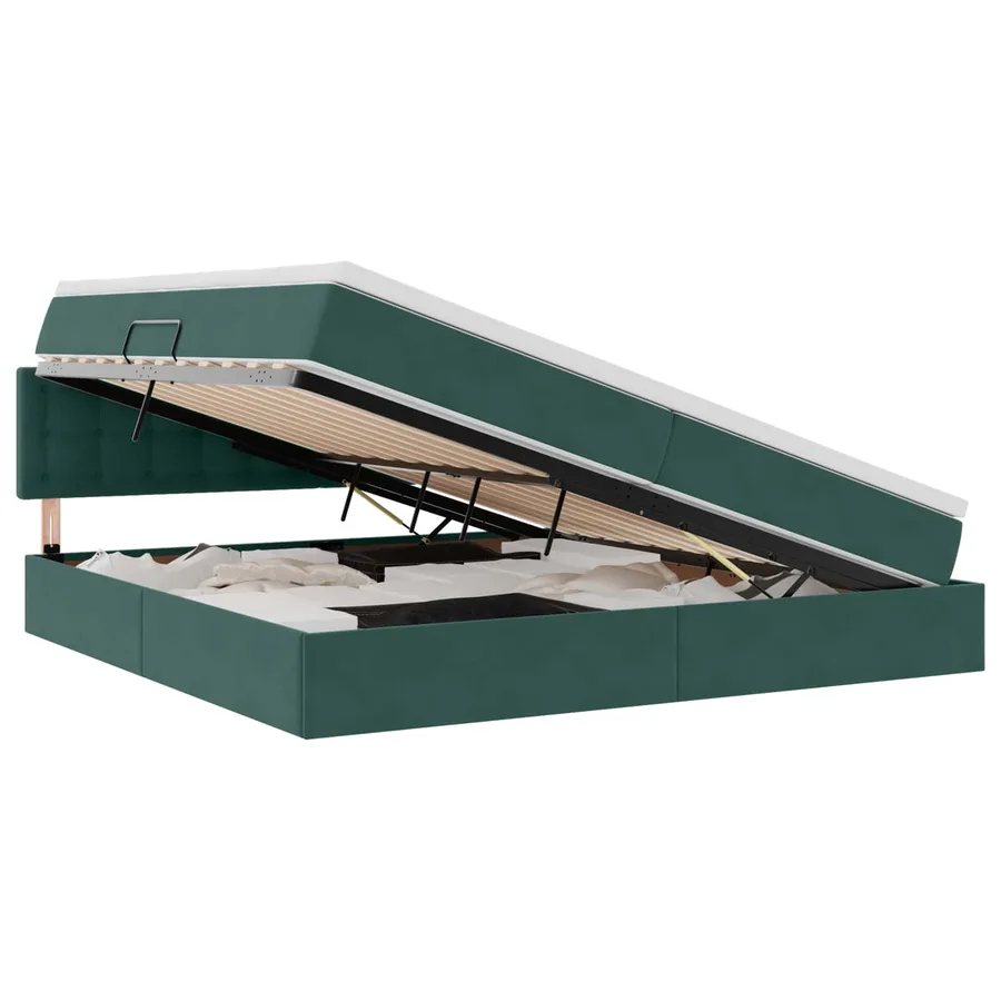 Lit de rangement LED avec matelas Vert foncé 200 x 200 cm - 2