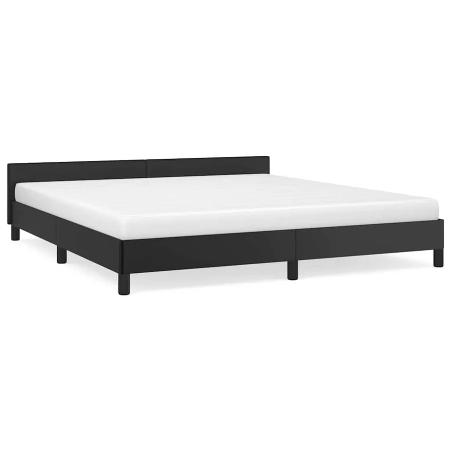 Cadre de lit avec tête de lit sans matelas noir 160x200 cm - 2