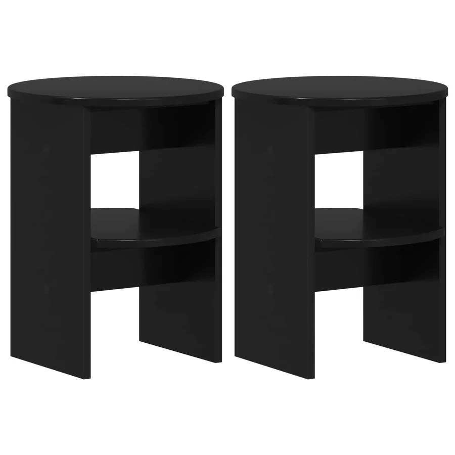 Meuble d'appoint 2 pcs Noir Ø40 x 50 cm Bois d’ingénierie - 2