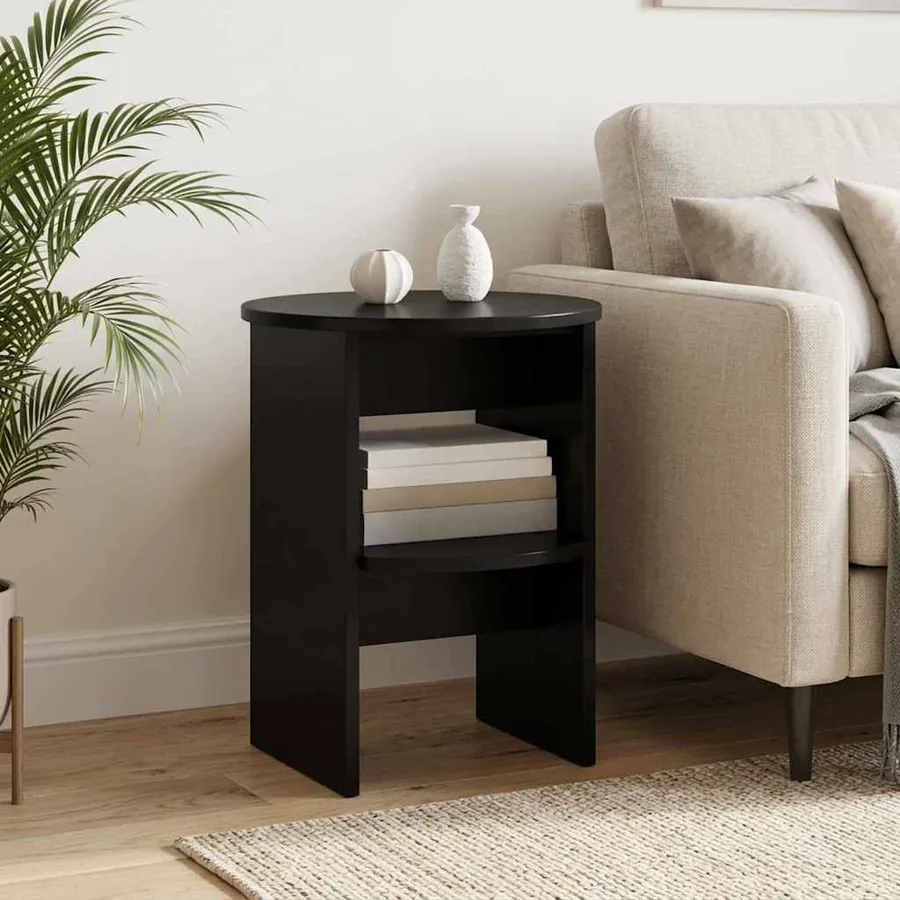 Meuble d'appoint 2 pcs Noir Ø40 x 50 cm Bois d’ingénierie - 4