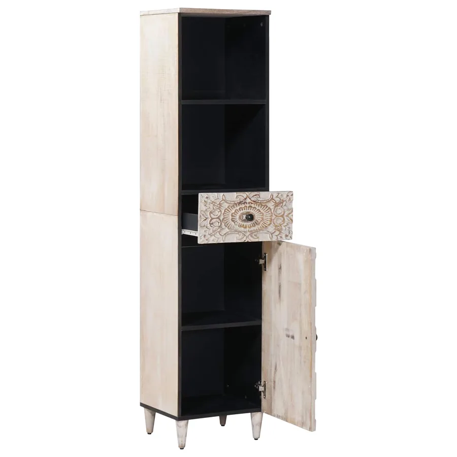 Armoire de salle de bain avec tiroir Blanc 38 x 33,5 x 160 cm - 2