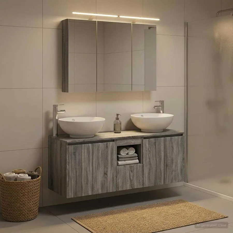 Ensemble d'armoire de salle de bain 4 pcs Sonoma gris