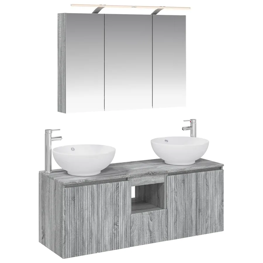 Ensemble d'armoire de salle de bain 4 pcs Sonoma gris - 2