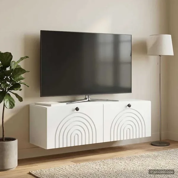 Meuble TV mural Blanc 98 x 31 x 30 cm Bois d'ingénierie