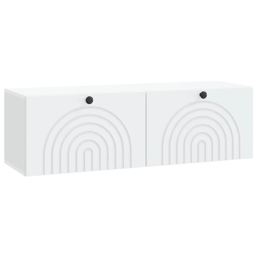 Meuble TV mural Blanc 98 x 31 x 30 cm Bois d'ingénierie - 2
