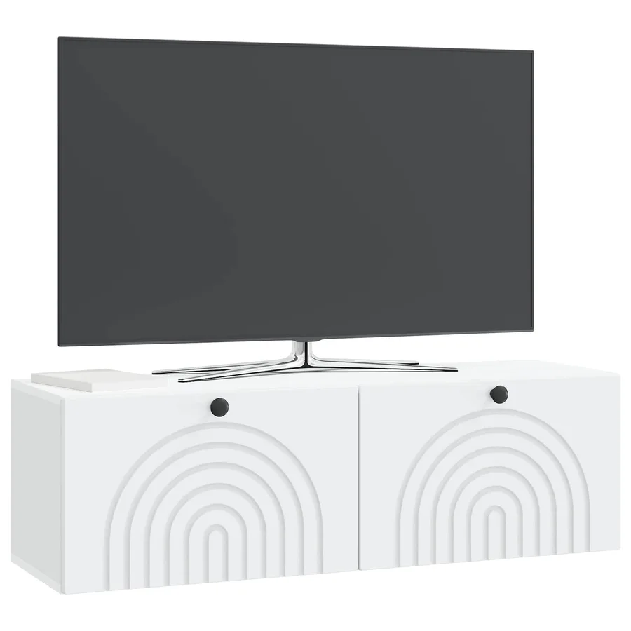 Meuble TV mural Blanc 98 x 31 x 30 cm Bois d'ingénierie - 3