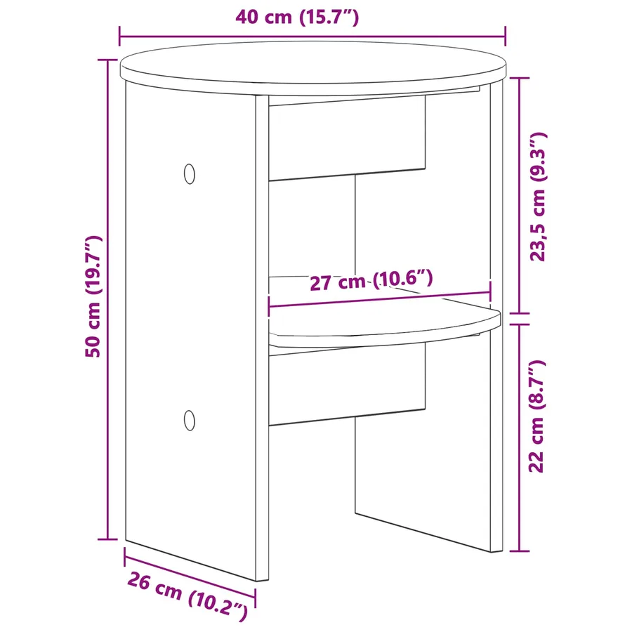 Meuble d'appoint 2 pcs Blanc Brillant Ø40 x 50 cm - 12