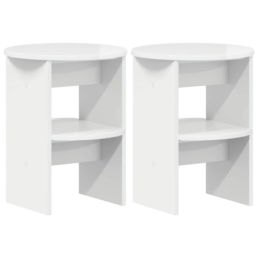 Meuble d'appoint 2 pcs Blanc Brillant Ø40 x 50 cm - 2