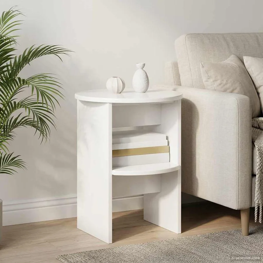 Meuble d'appoint 2 pcs Blanc Brillant Ø40 x 50 cm - 4