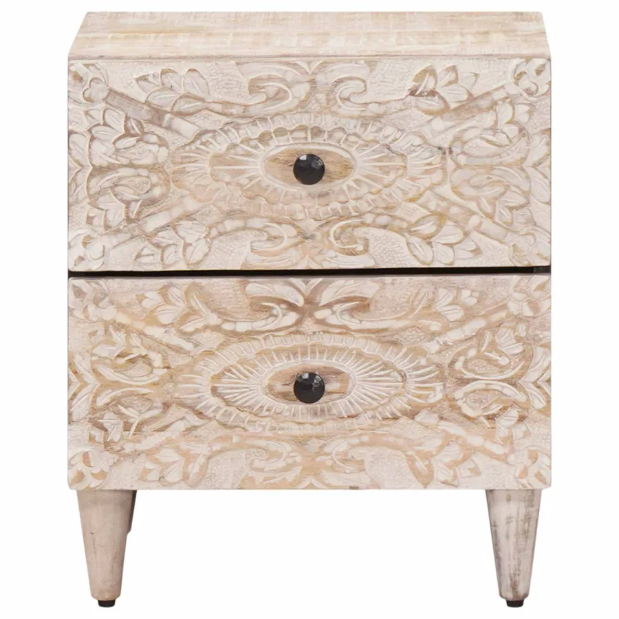 Cabinet de chevet avec tiroir 2 pcs Blanc 40 x 33,5 x 46 cm - 3
