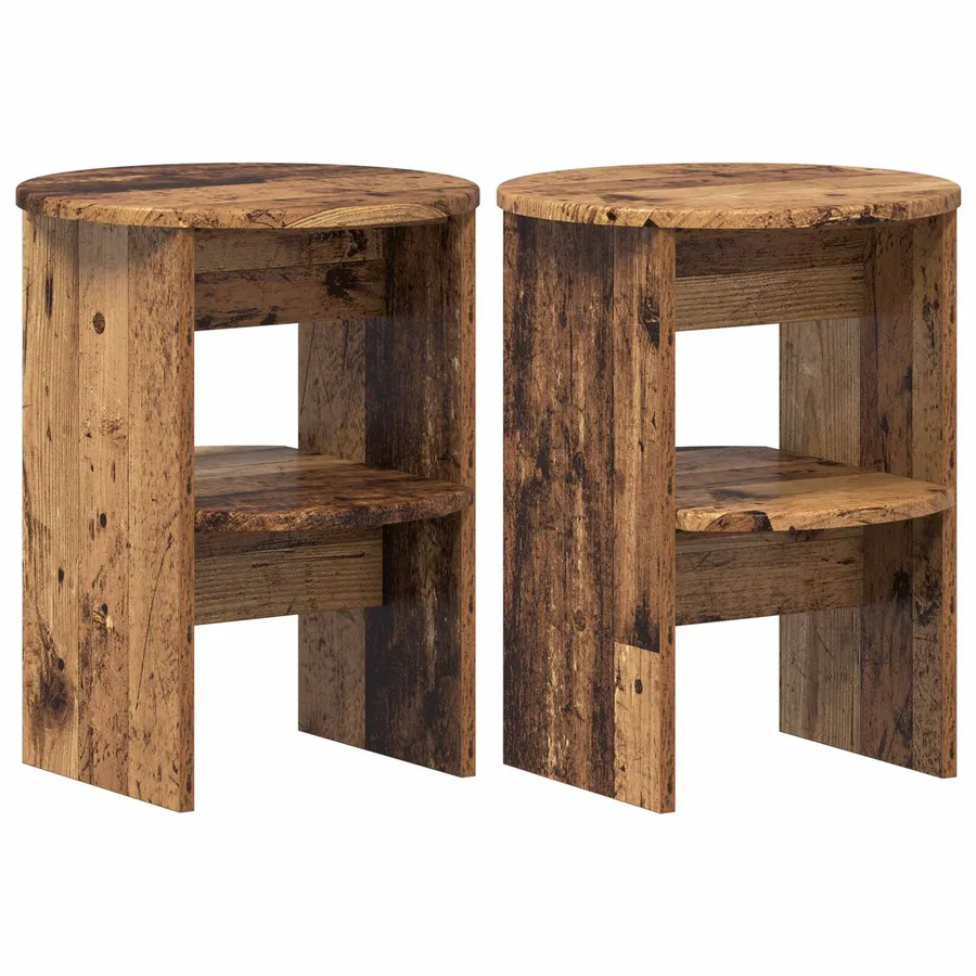 Meuble d'appoint 2 pcs Bois ancien Ø40 x 50 cm - 2