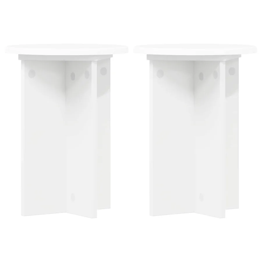 Support de Plante 2 pcs Blanc Ø29,5 x 40 cm Bois d'ingénierie - 2