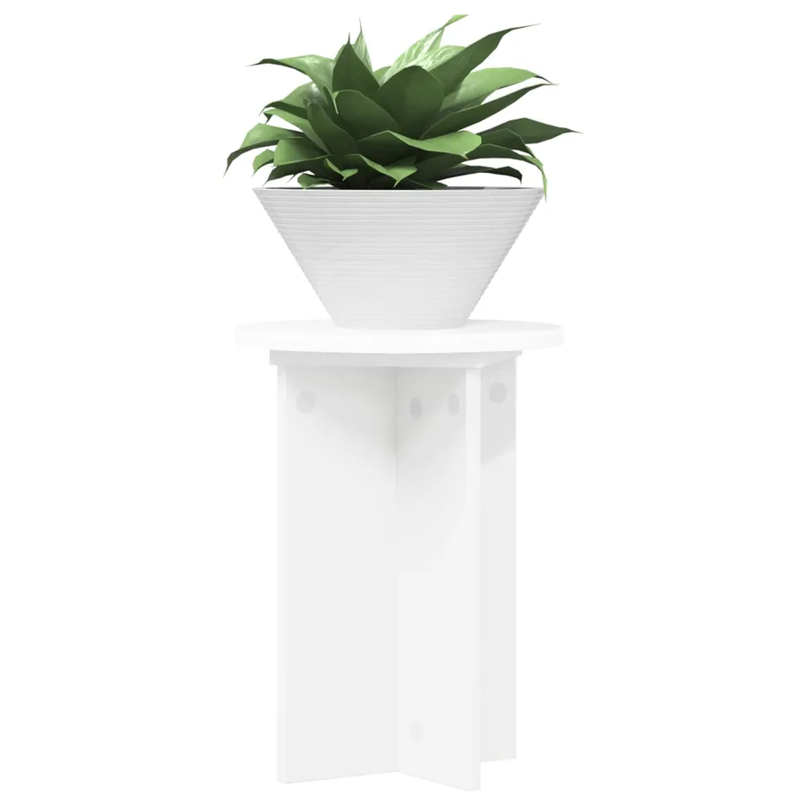 Support de Plante 2 pcs Blanc Ø29,5 x 40 cm Bois d'ingénierie - 3