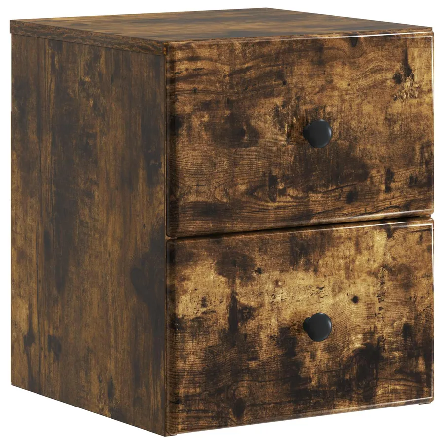 Cabinet de chevet mural Chêne fumé 34,5 x 33 x 40 cm - 2