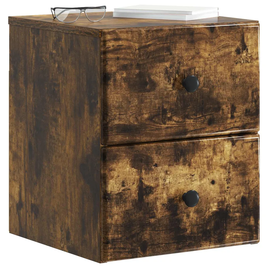 Cabinet de chevet mural Chêne fumé 34,5 x 33 x 40 cm - 3