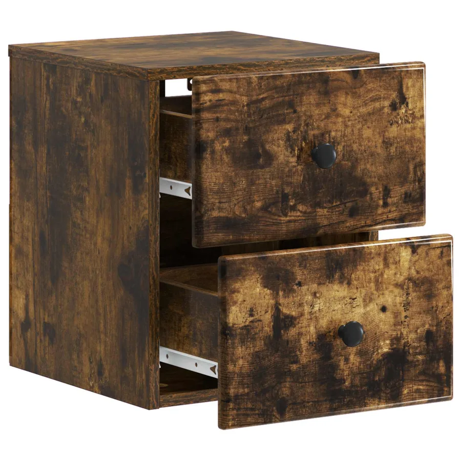 Cabinet de chevet mural Chêne fumé 34,5 x 33 x 40 cm - 4