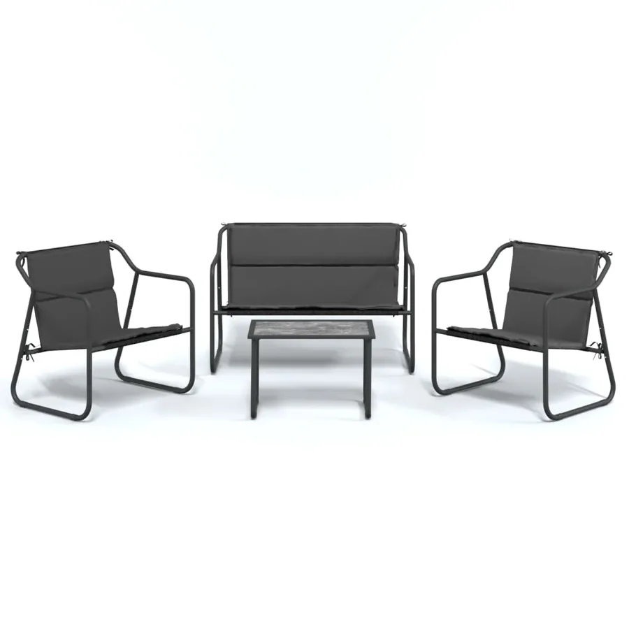 Salon de jardin avec coussins 4 pcs anthracite acier - 2
