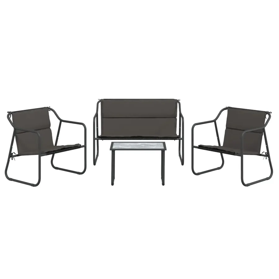 Salon de jardin avec coussins 4 pcs anthracite acier - 3