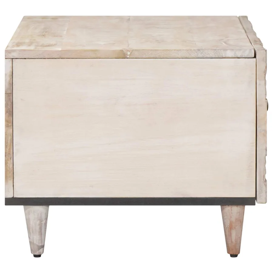 Table basse Blanc 80 x 50 x 40 cm Bois de mangue massif - 4