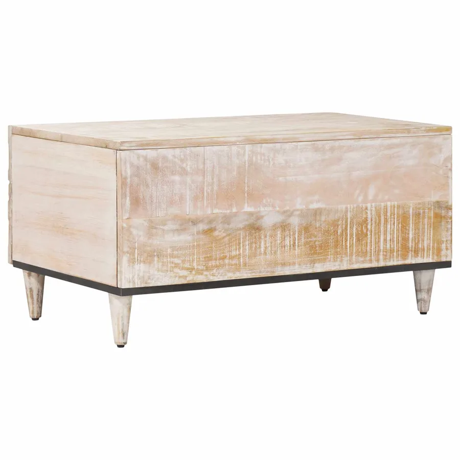 Table basse Blanc 80 x 50 x 40 cm Bois de mangue massif - 5