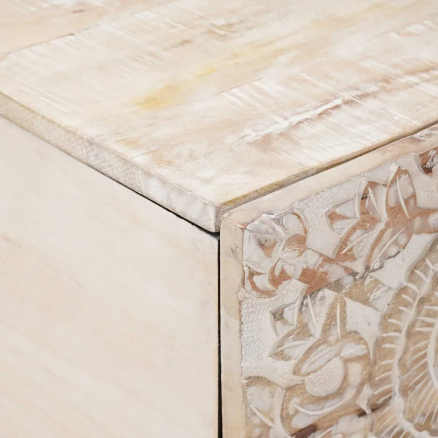 Table basse Blanc 80 x 50 x 40 cm Bois de mangue massif - 6