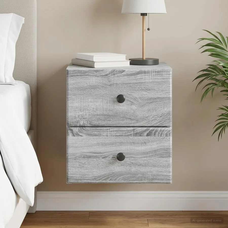 Cabinet de chevet mural Sonoma gris 34,5 x 33 x 40 cm